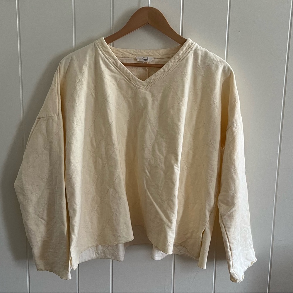 Easel Cream Long Sleeve Boxy Sweatshirt